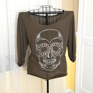 Olive Sugar Skull Shirt